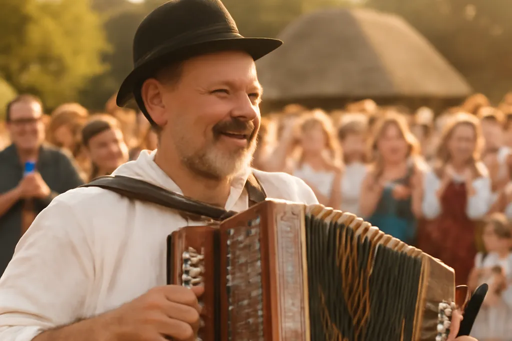 Musicien jouant de l’accordéon diatonique lors d’une fête traditionnelle