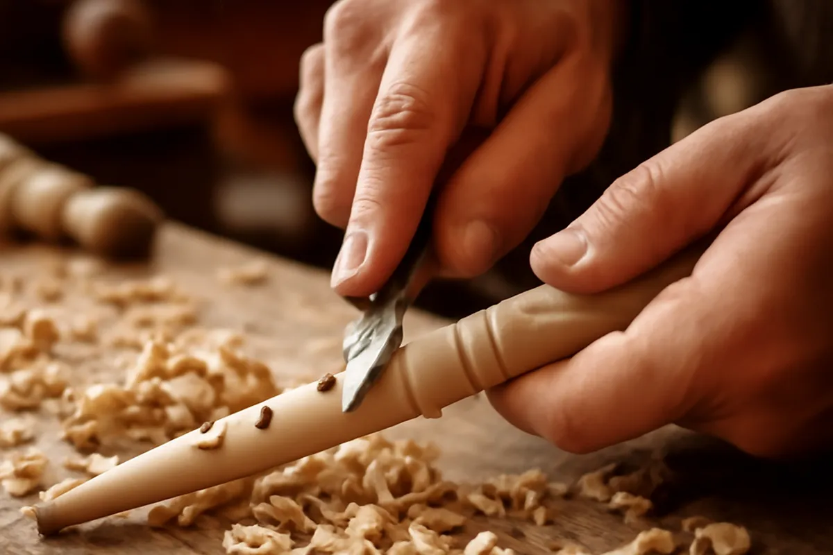 Atelier de luthier fabriquant une jaleika en bois