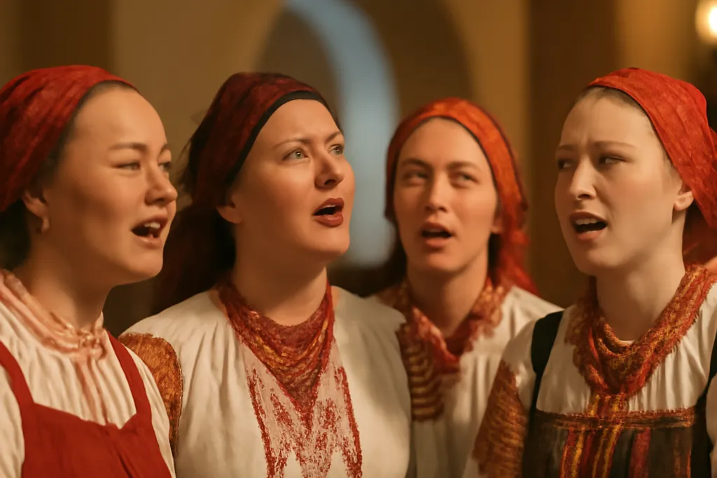 Ensemble vocal féminin interprétant un chant polyphonique slave