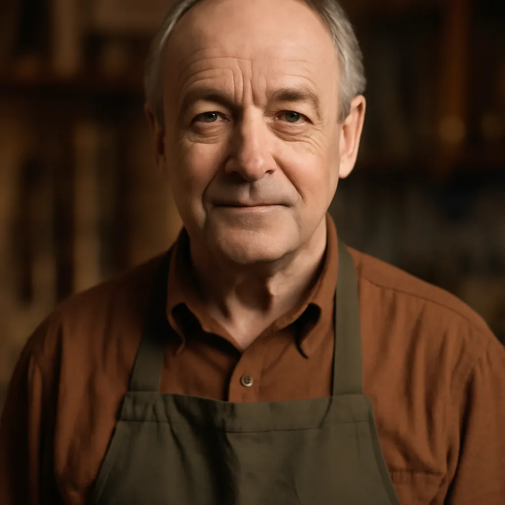Portrait du luthier Mikhail Ossipov dans son atelier