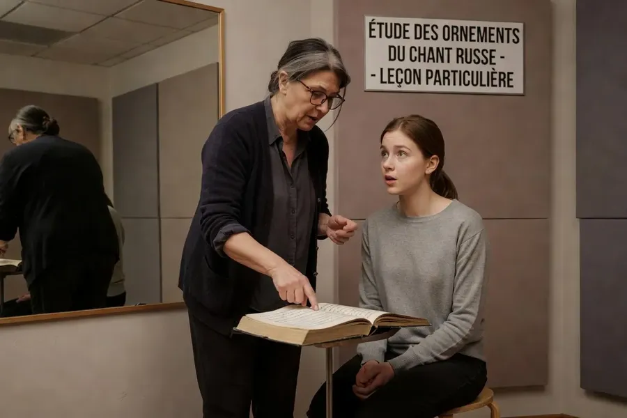 Femme apprenant les ornements du chant russe en cours particulier