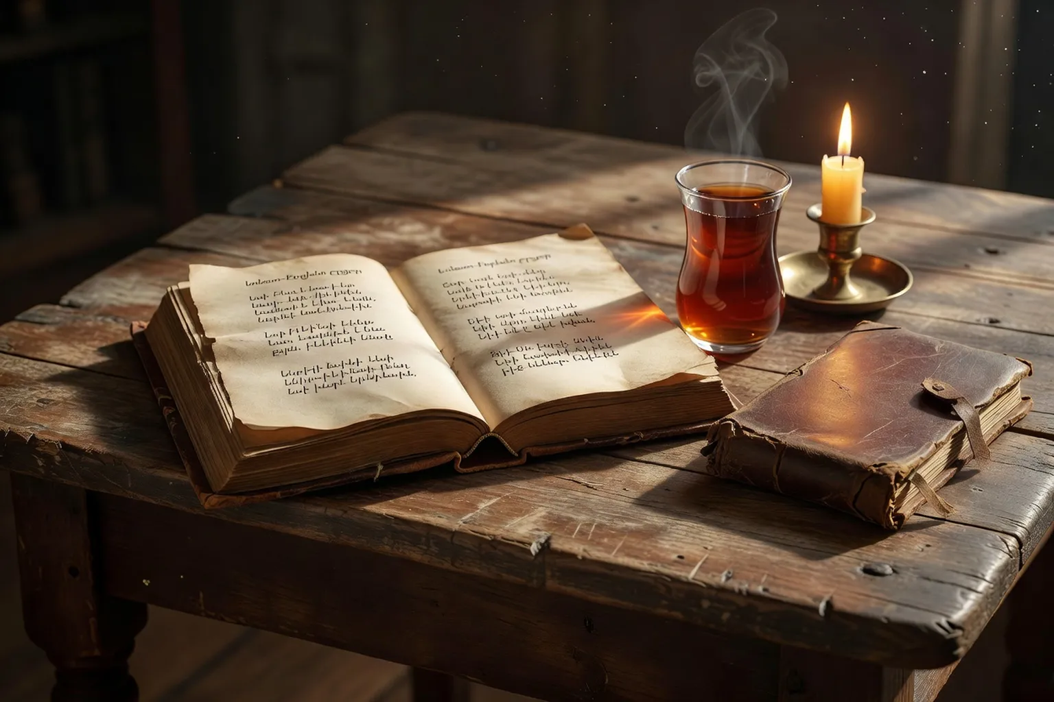 Livre relié des chants de Sayat-Nova ouvert sur une table