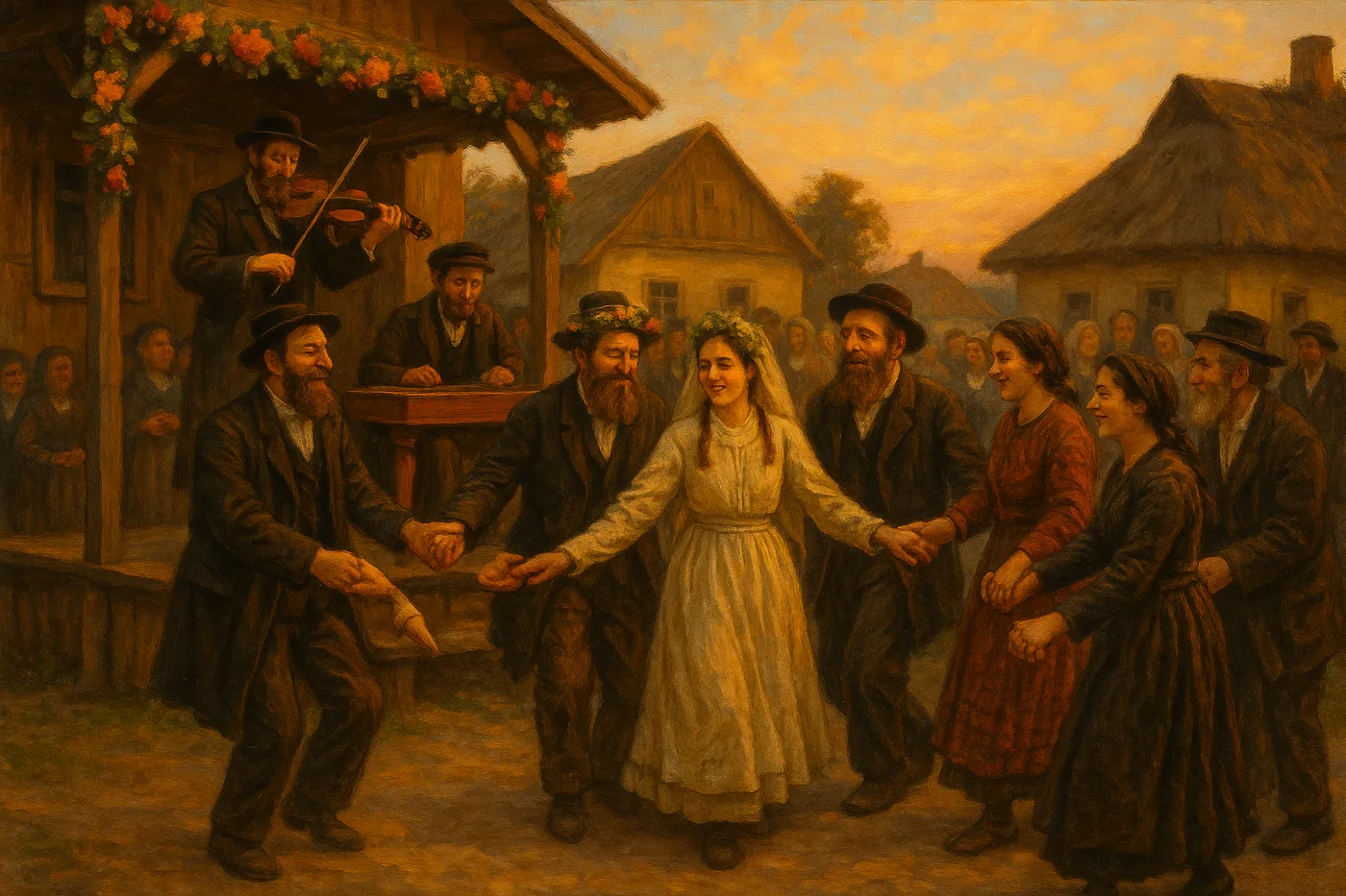 Clarinettiste et cymbalumiste d'une kapelye moderne animant la piste de danse d'un banquet