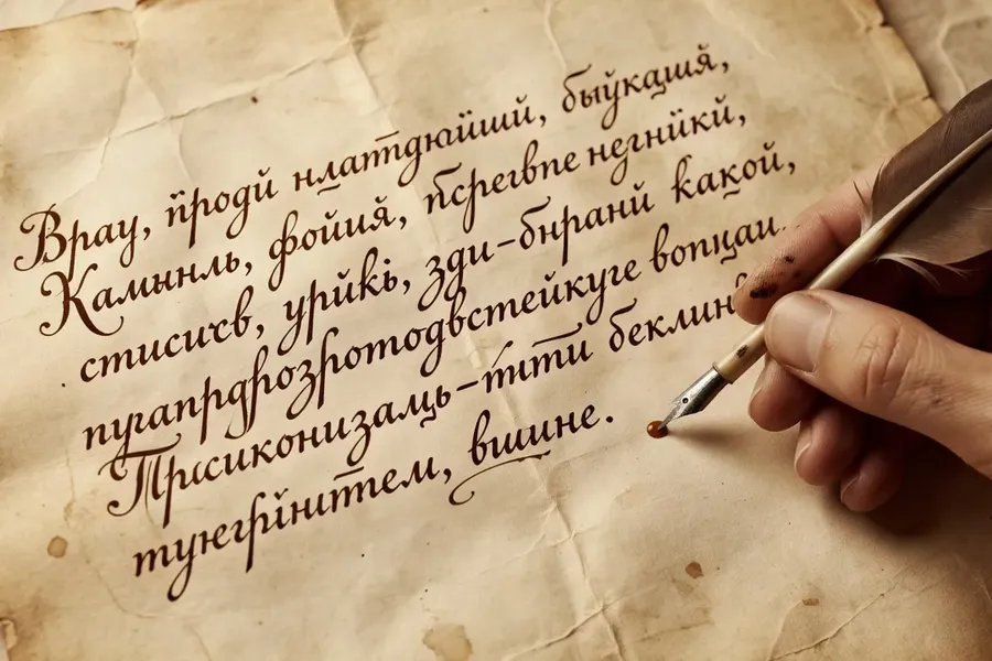 Partition manuscrite slave avec annotations cyrilliques et plume