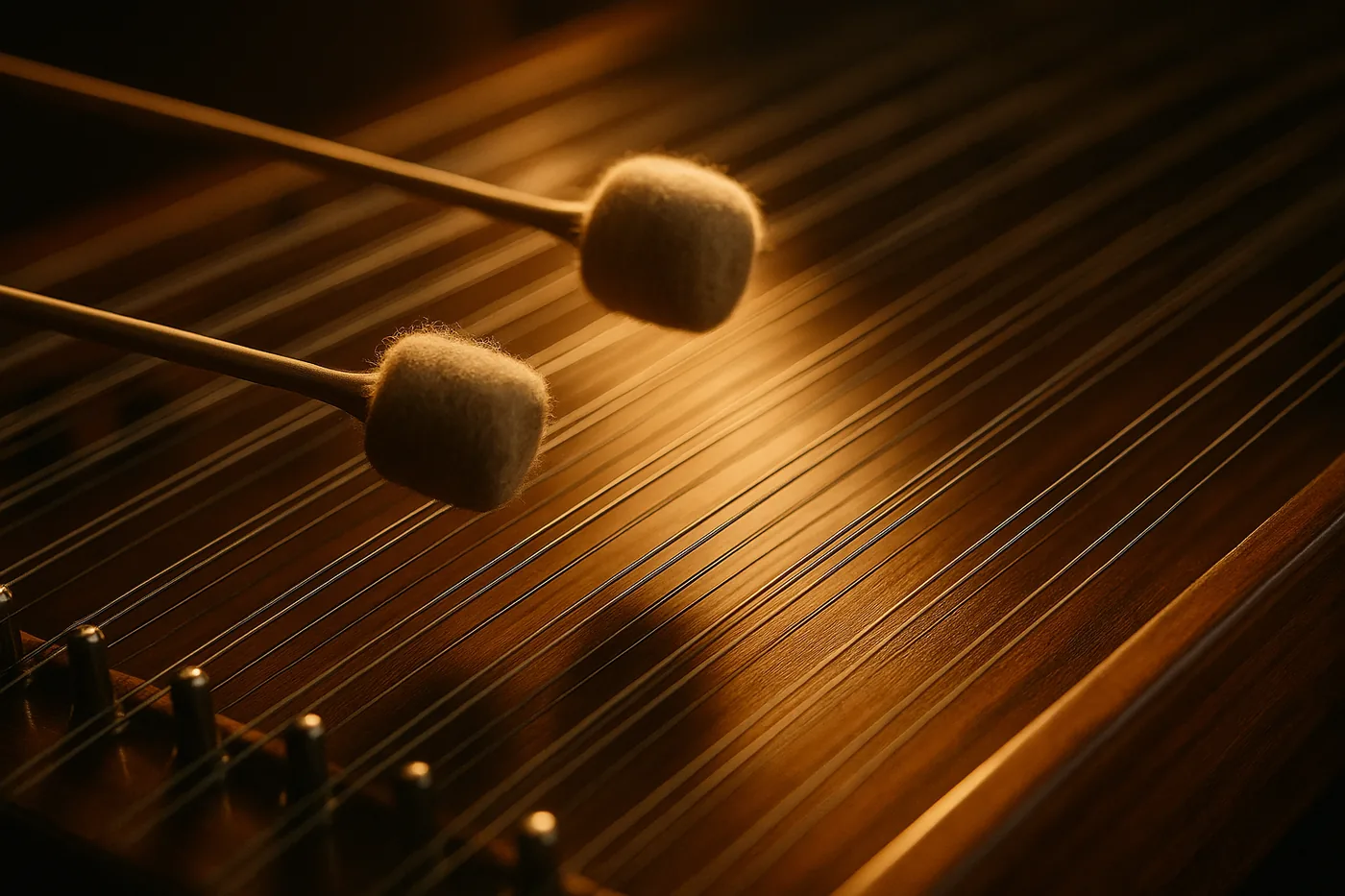 Musicien jouant du cimbalom dans un orchestre folklorique slave en concert