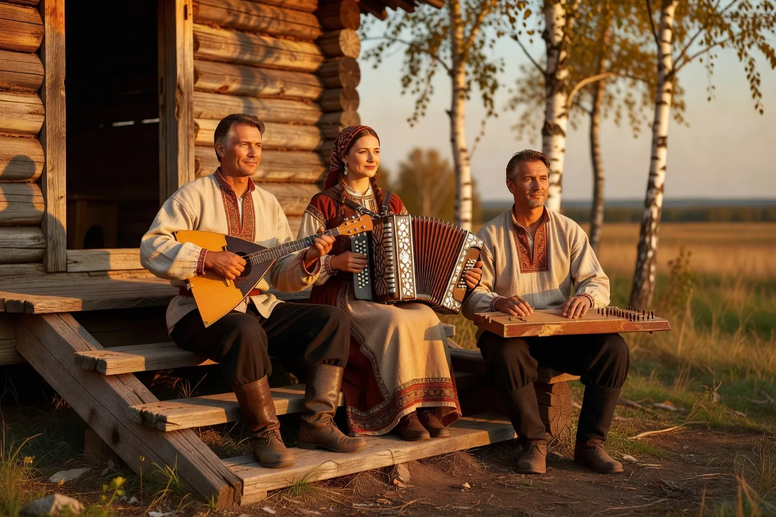 Trio russe traditionnel incluant le bayan